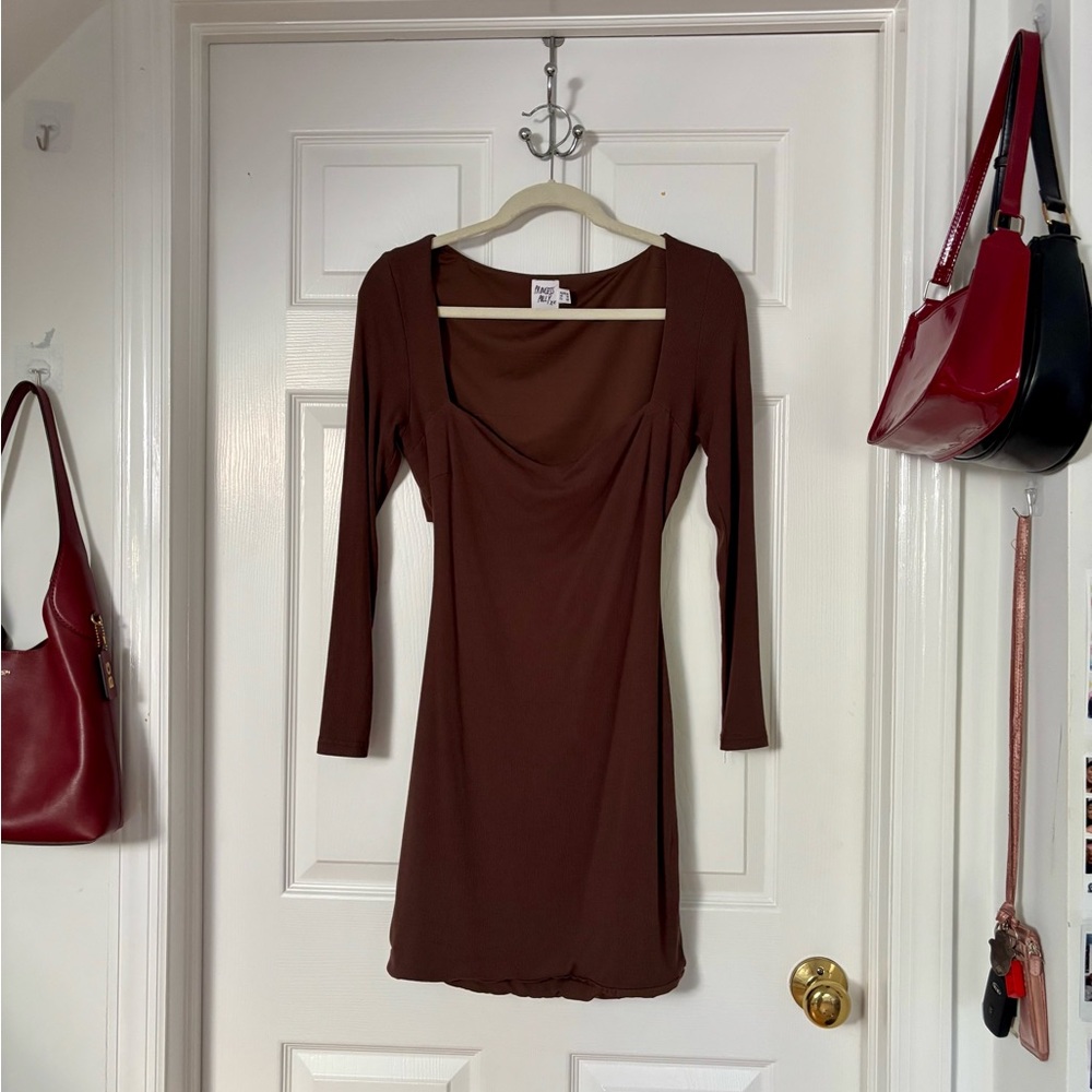 Princess Polly Elegant Brown Long Sleeve Dress